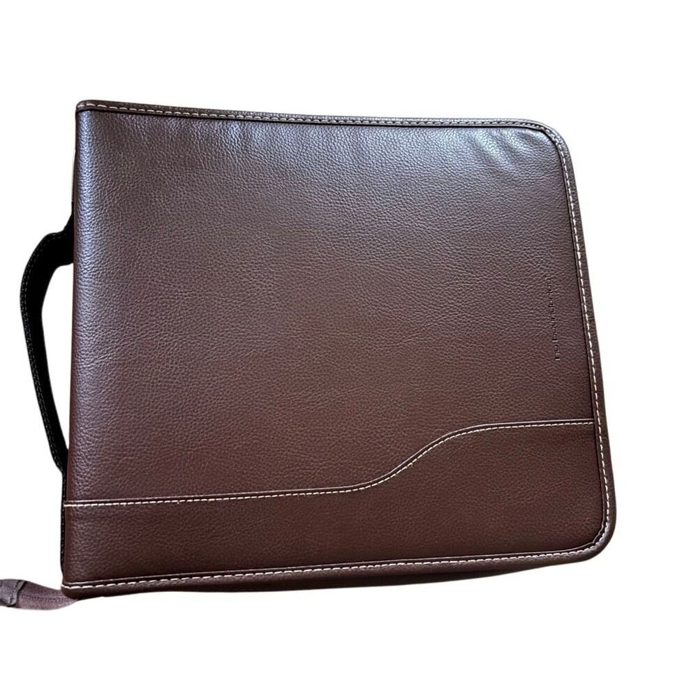 VTG No Boundaries Brown Leather CD Case Holder Wallet Zipper Binder 104 Capacity